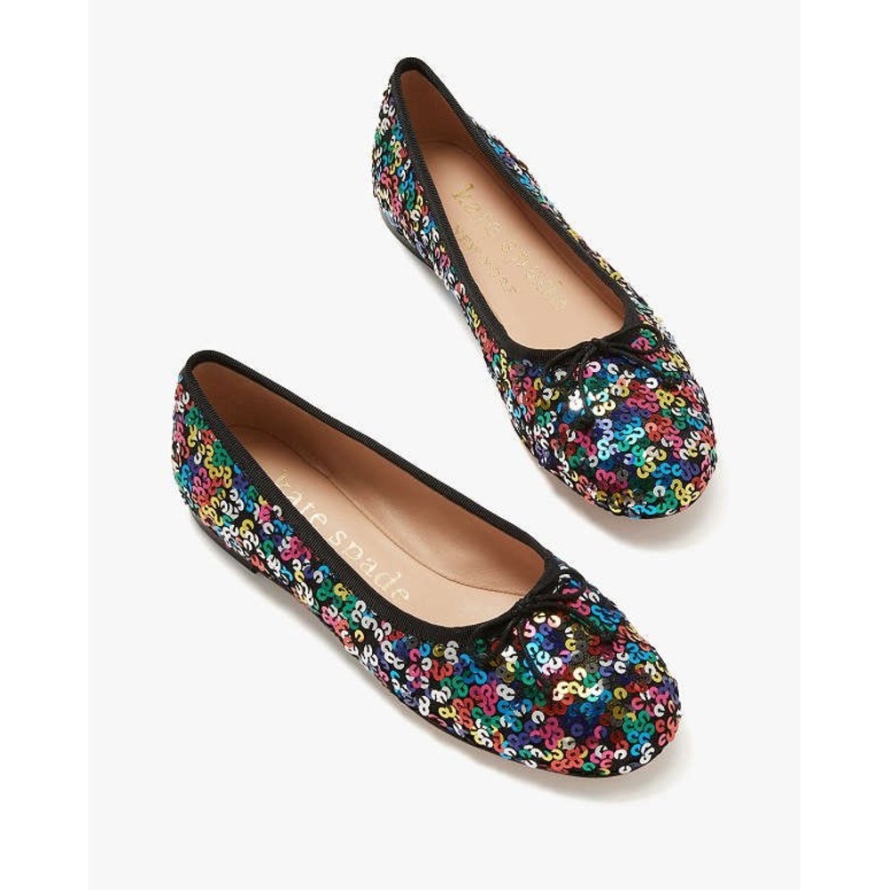 Kate Spade New York Honey Rainbow Sequin Ballet Flats Multi Color Bow Shoes 7B